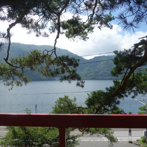 Ausblick auf den Chuzenji-See vom Tempel aus